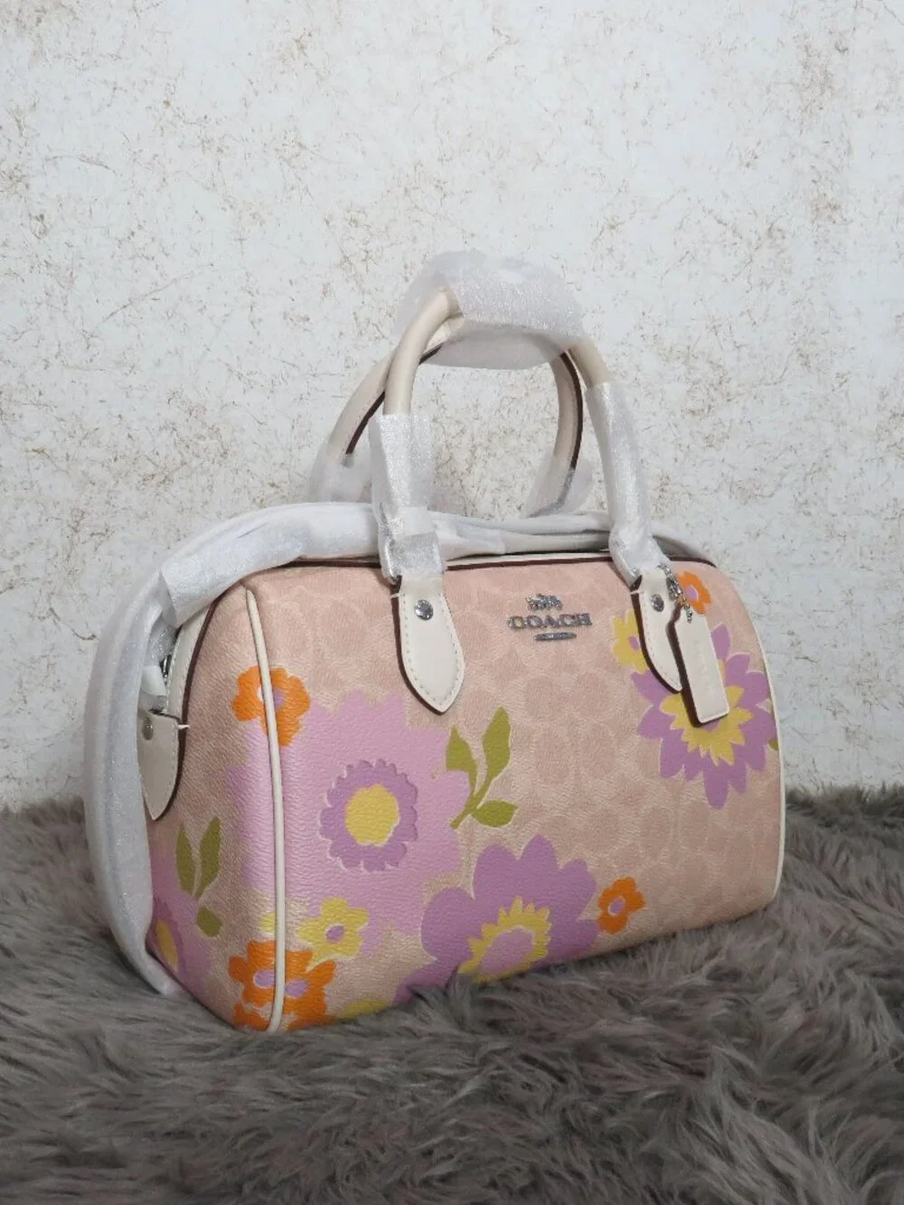 Coach Rowan Satchel with Floral Print (Sand) - NWT (CBG72)